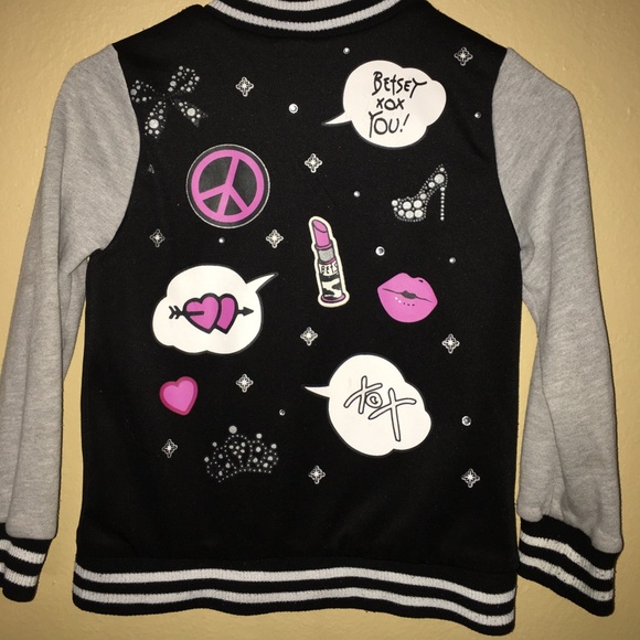 Betsey Johnson Girls B&W Varsity Jacket - Picture 2 of 4